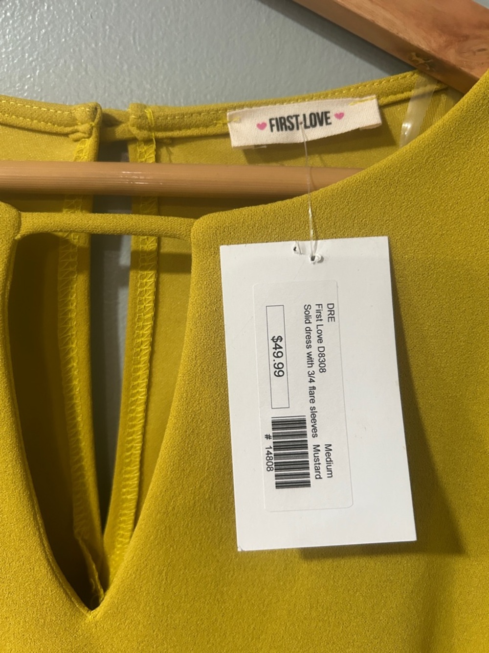 First Love Yellow Bell-Sleeve Shift Dress - Picture 2 of 3